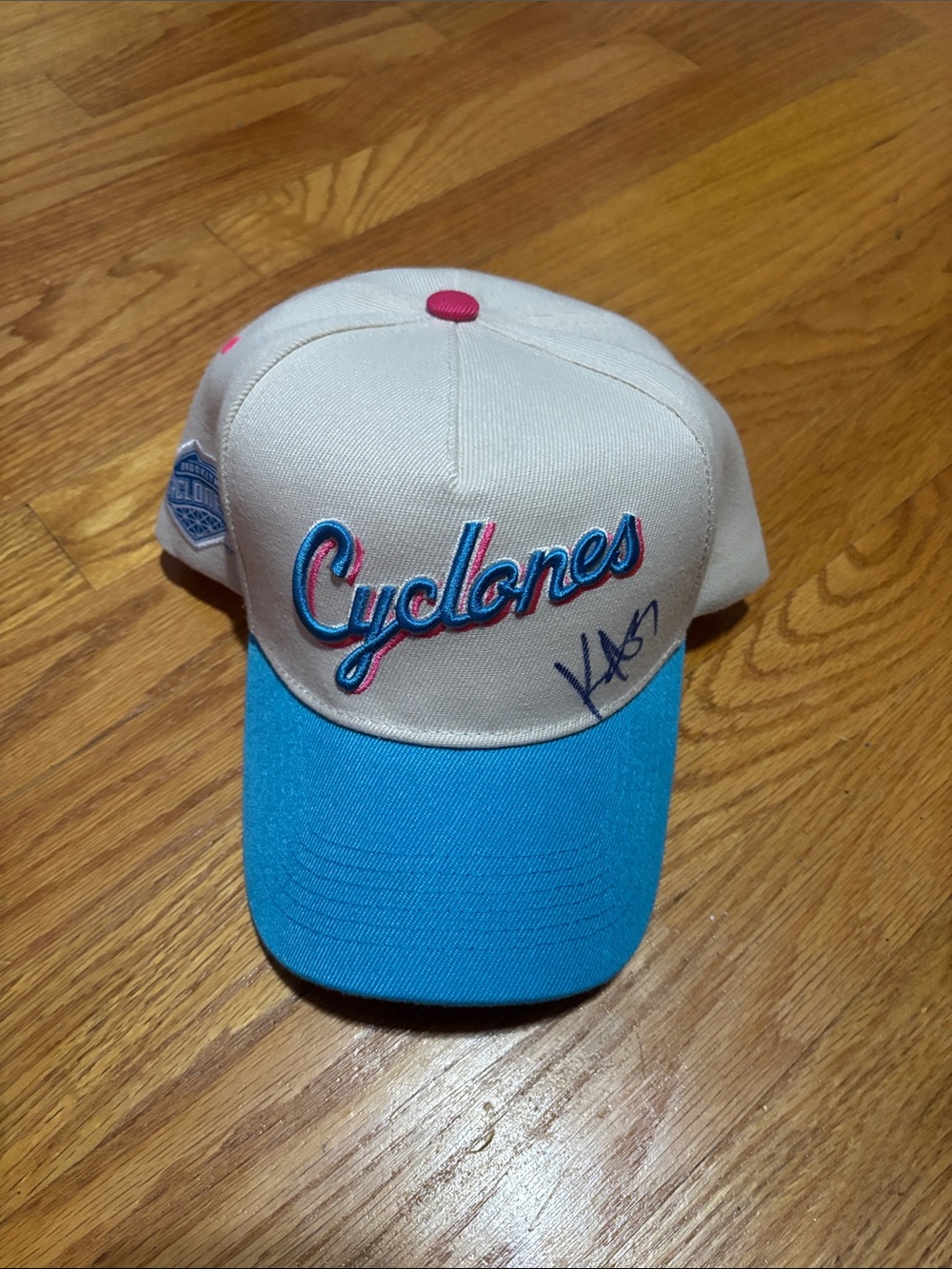 Brooklyn Cyclones Embroidered Baseball Cap in creme  and blue